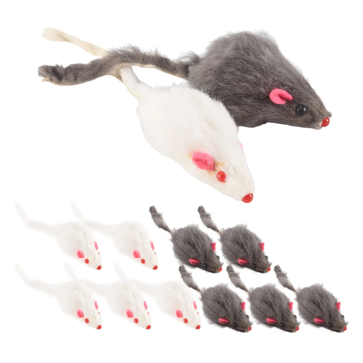 Real Fur Mice Cat Toys Pet Toy Children'S Toys 12-Pack