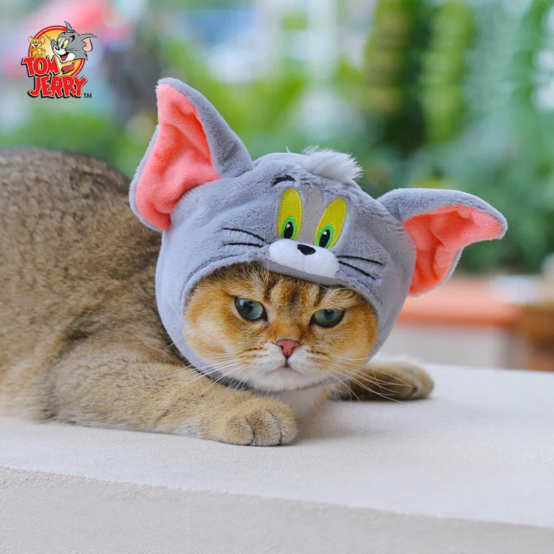 Tom and Jerry Pet Plush Headgear Cute Cat Mouse Cartoon Costume Hat Funny Headwear Dress Up
