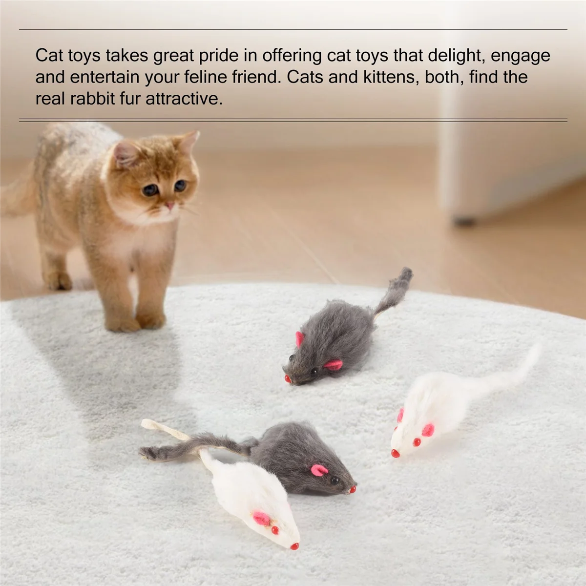 Real Fur Mice Cat Toys Pet Toy Children'S Toys 12-Pack