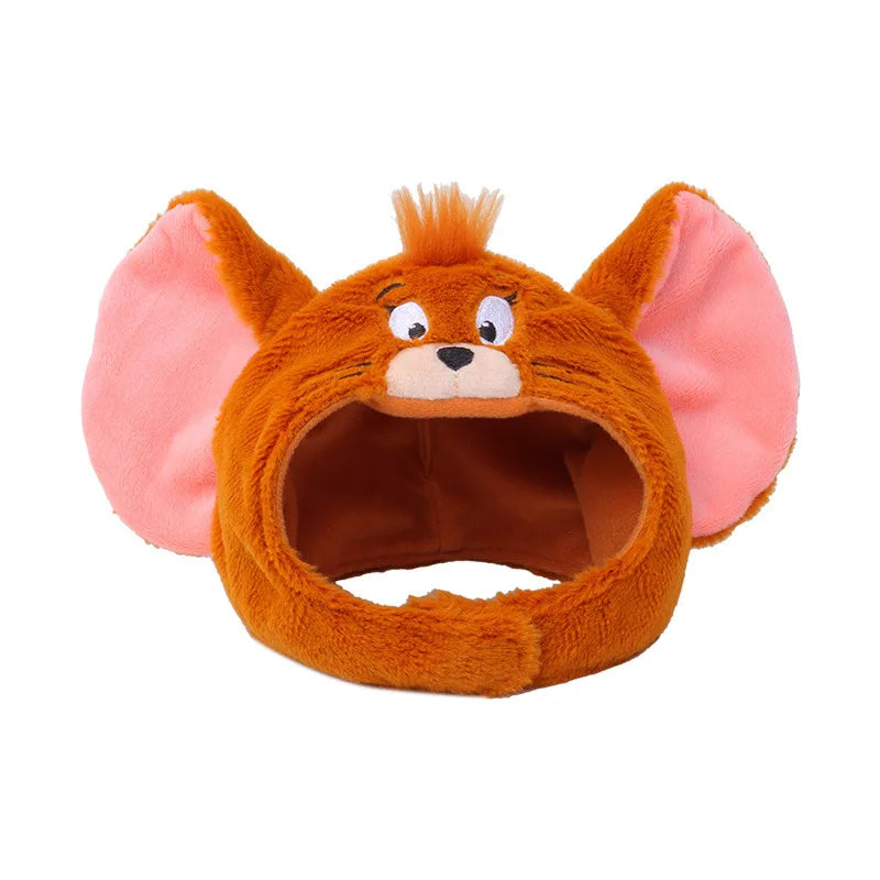 Tom and Jerry Pet Plush Headgear Cute Cat Mouse Cartoon Costume Hat Funny Headwear Dress Up