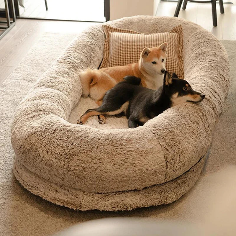 Luxury Human Dog Bed Plush Orthopedic Large Pet Bed Soft Sponge Solid Pattern Designer Dog Products Plush Human Sized Dog Bed